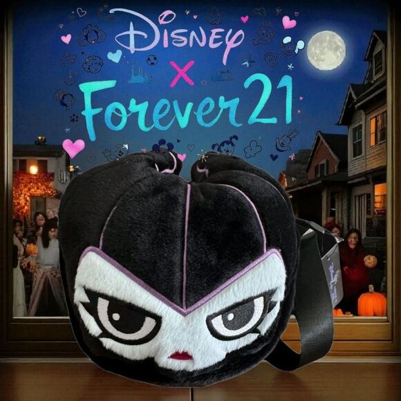 Disney X Forever 21 Maleficent Black Plush Crossbody NWT - Picture 1 of 5